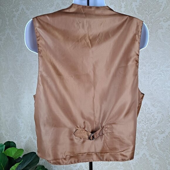 Greatland Apparel Size Medium Brown Leather Vest Nylon Back Vintage EUC - Picture 6 of 11